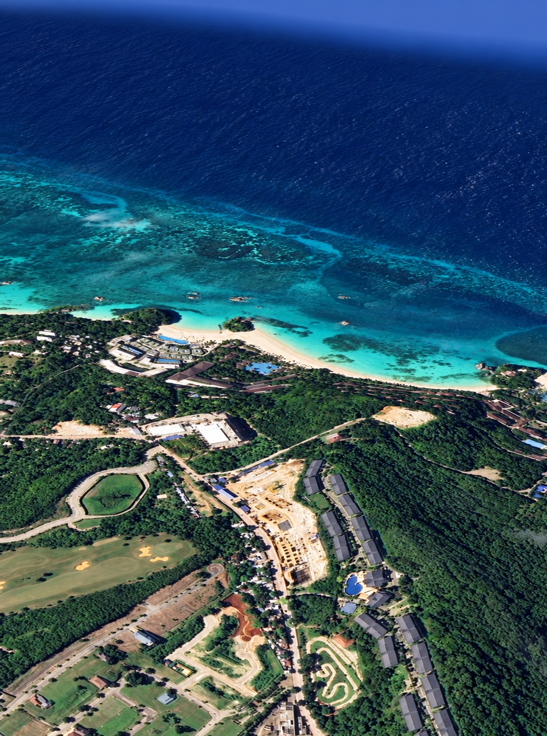 Aerial view of the reef and shoreline